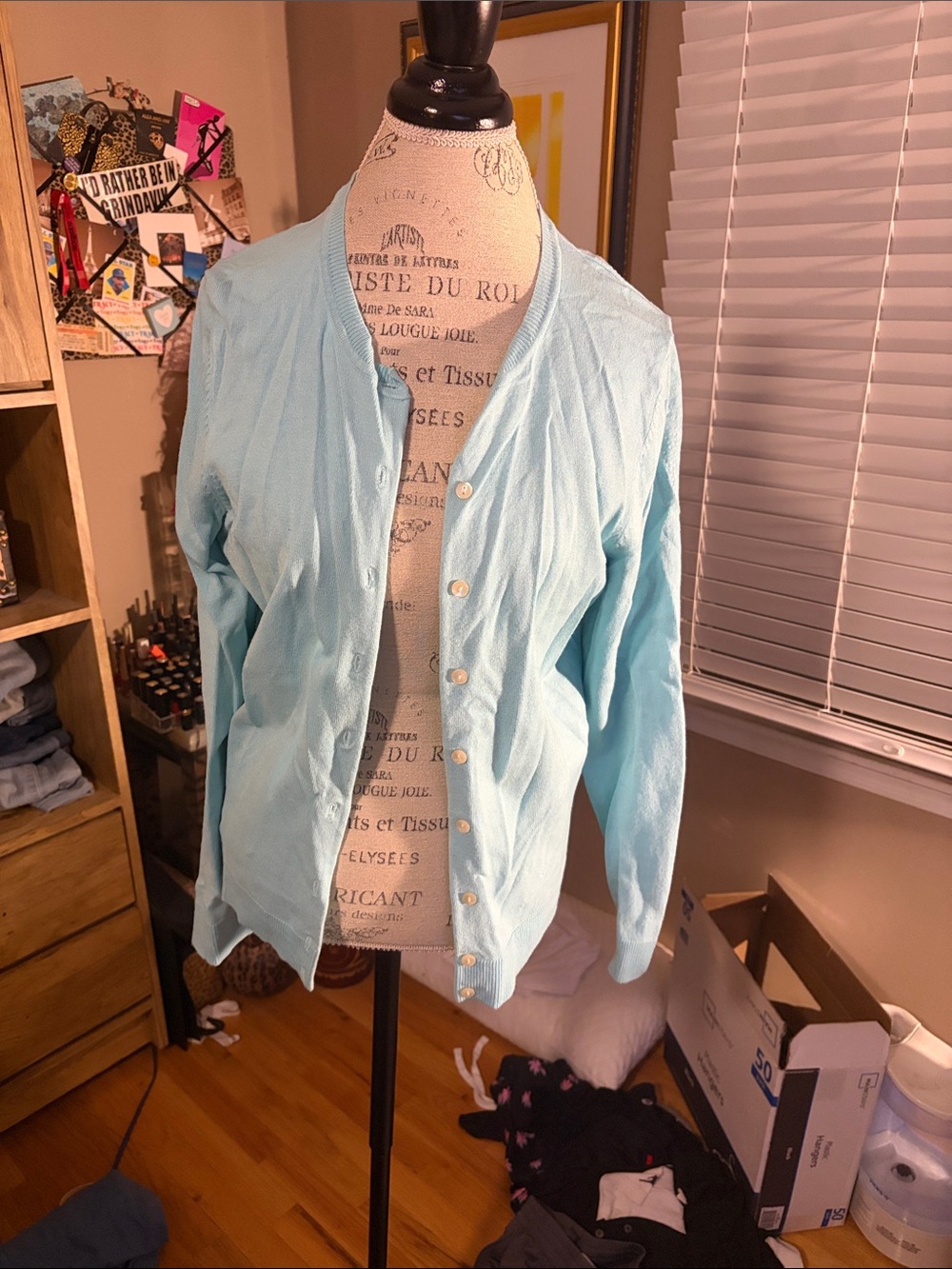 Charter Club Light Blue Button-Front Cardigan - XL